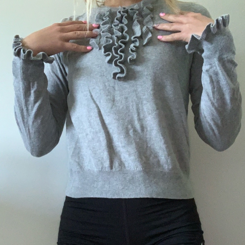 Grey Blouse with Ruffles - Picture 2 of 3